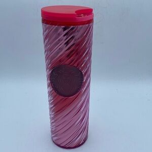 Starbucks 2022 Holiday pink iridescent swirl sip top 16 Oz cold tumbler